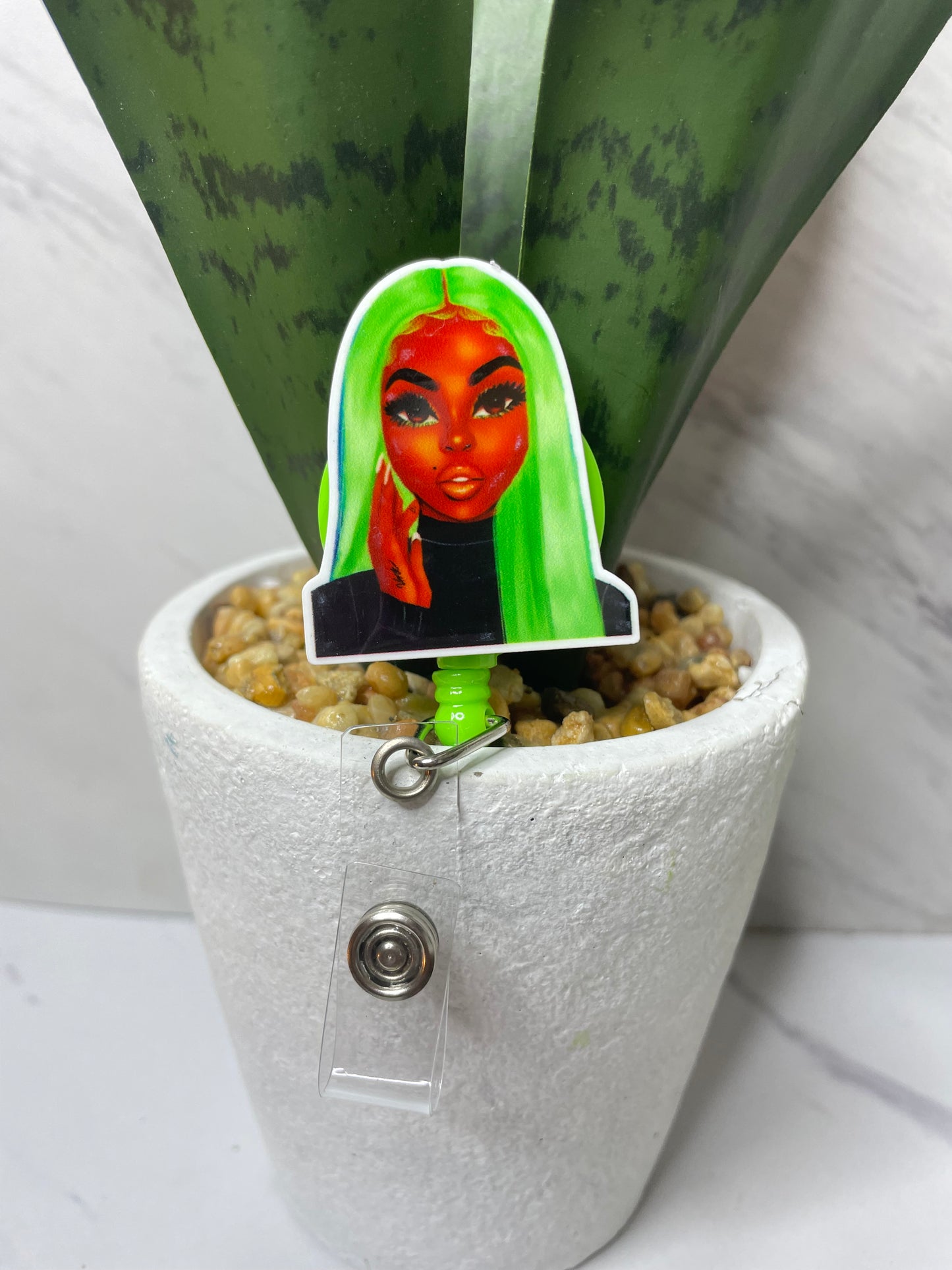 Green hair beauty